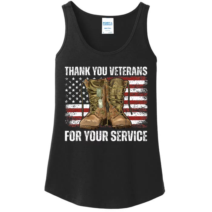 Thank You! Veterans Day & Memorial Day Partiotic Military Ladies Essential Tank