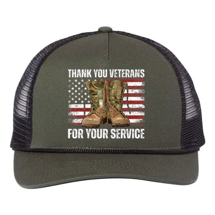 Thank You! Veterans Day & Memorial Day Partiotic Military Retro Rope Trucker Hat Cap