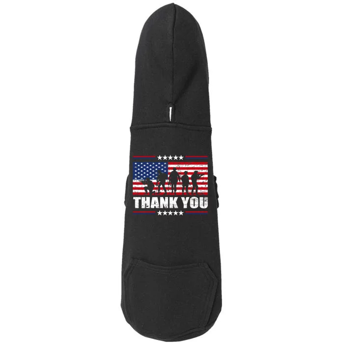 Thank You Veterans American Flag Patriotic Veteran Doggie 3-End Fleece Hoodie