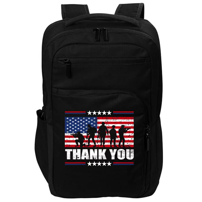 Thank You Veterans American Flag Patriotic Veteran Impact Tech Backpack