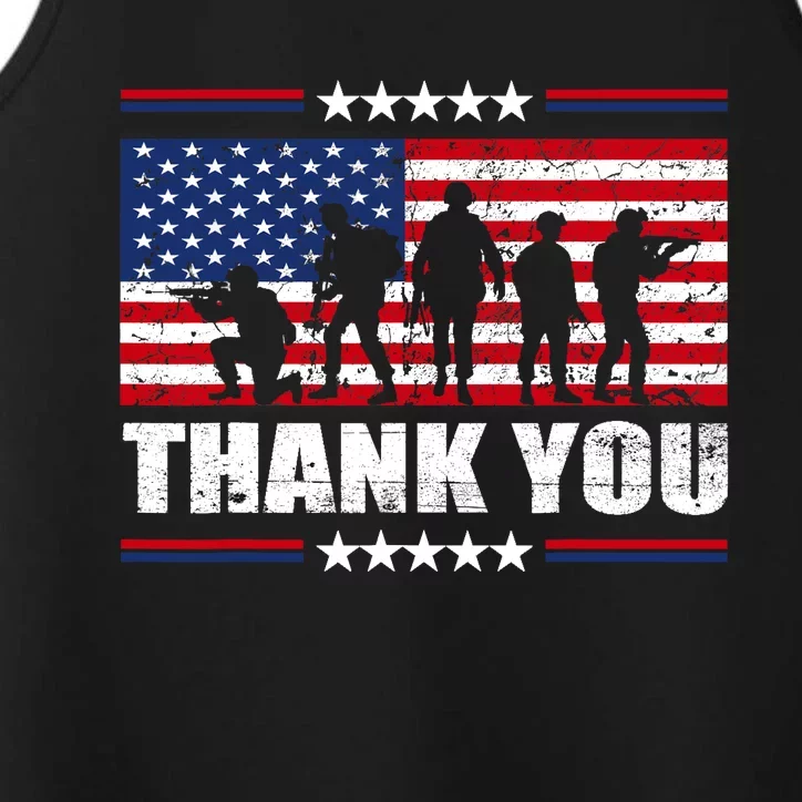 Thank You Veterans American Flag Patriotic Veteran Performance Tank