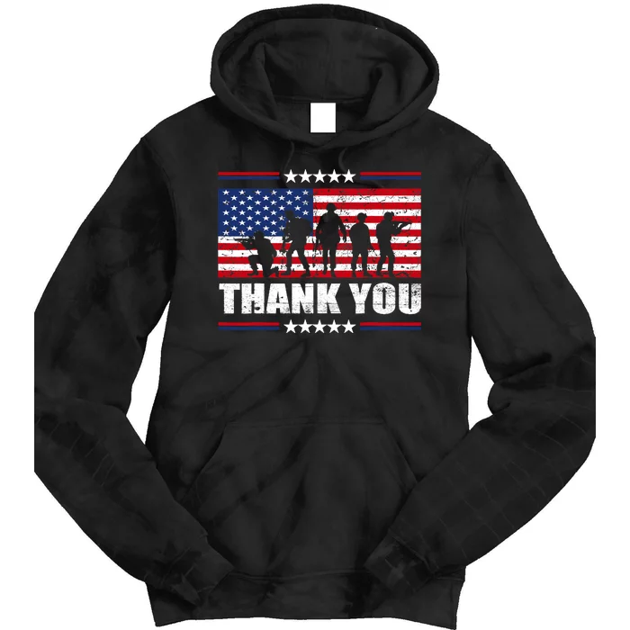 Thank You Veterans American Flag Patriotic Veteran Tie Dye Hoodie