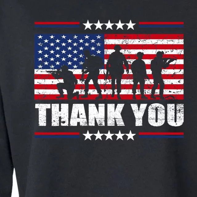 Thank You Veterans American Flag Patriotic Veteran Cropped Pullover Crew