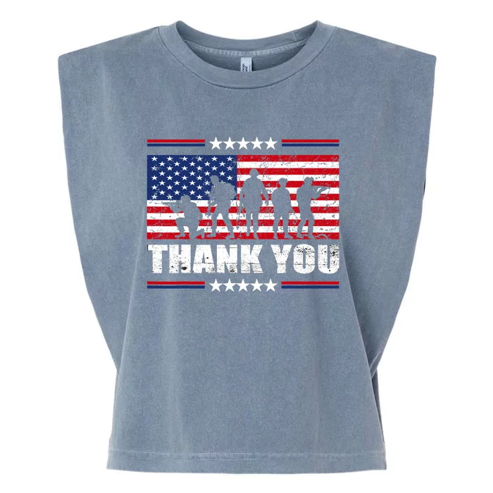 Thank You Veterans American Flag Patriotic Veteran Garment-Dyed Women's Muscle Tee