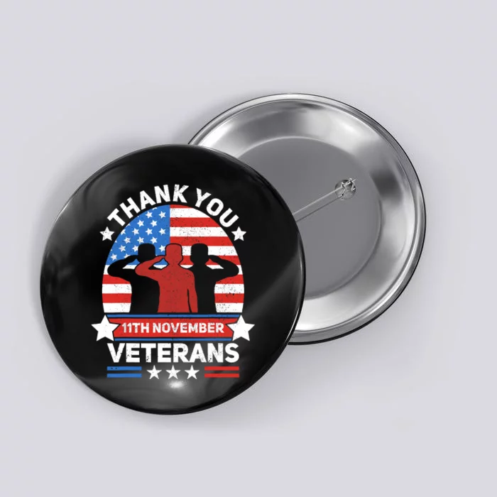 Thank You Veterans Day Patriotic American Flag Usa Veteran Button