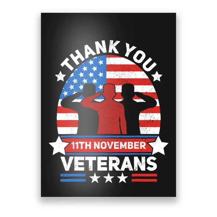 Thank You Veterans Day Patriotic American Flag Usa Veteran Poster