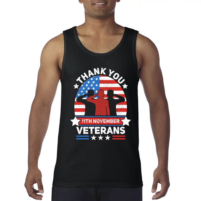 Thank You Veterans Day Patriotic American Flag Usa Veteran Tank Top