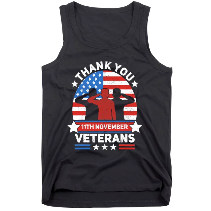 Thank You Veterans Day Patriotic American Flag Usa Veteran Tank Top