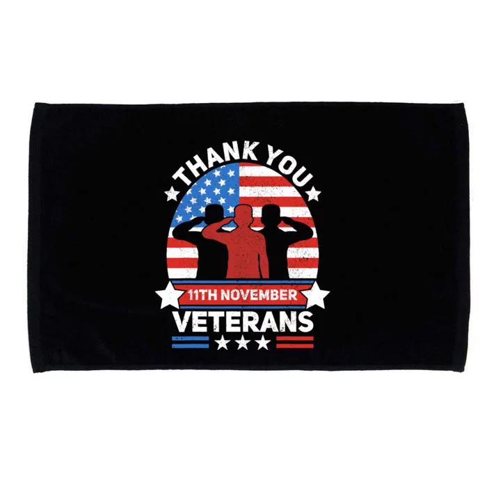 Thank You Veterans Day Patriotic American Flag Usa Veteran Microfiber Hand Towel