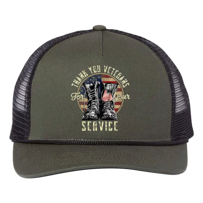 Thank You Veterans For Your Service Veterans Day Retro Rope Trucker Hat Cap