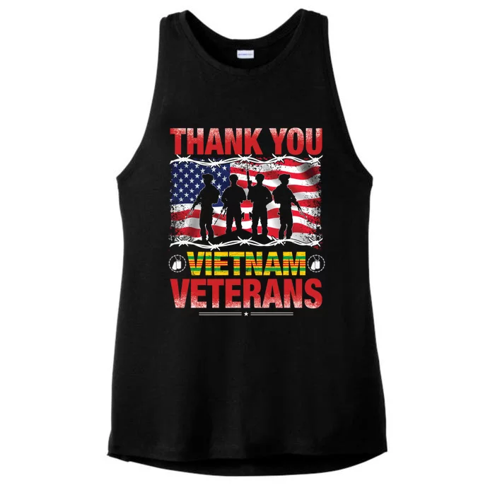 Thank You Vietnam Veterans Happy Veterans Day Proud Family Gift Ladies Tri-Blend Wicking Tank