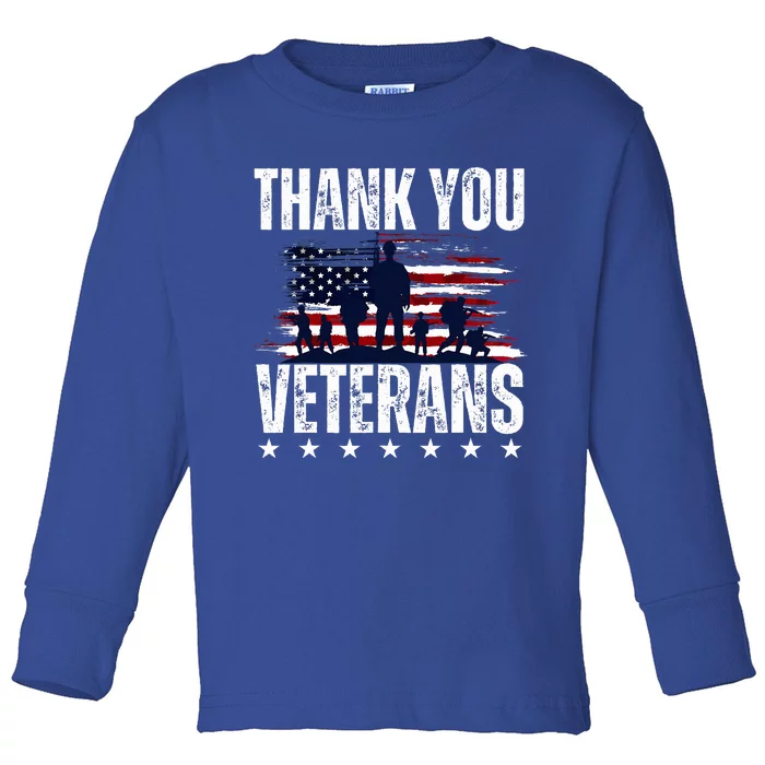 Thank You Veterans Day Memorial Day Partiotic Military Usa Toddler Long Sleeve Shirt