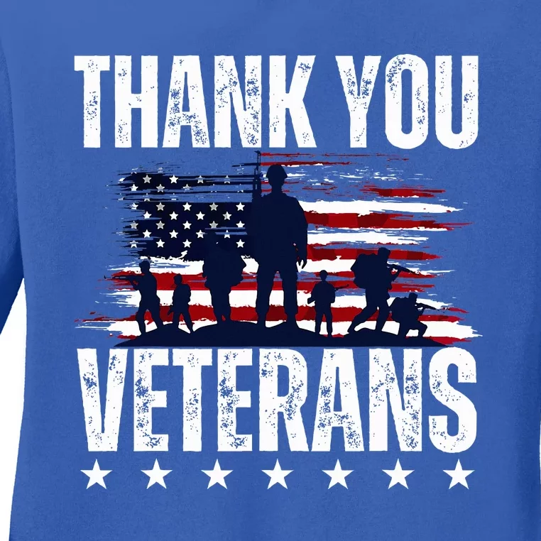 Thank You Veterans Day Memorial Day Partiotic Military Usa Ladies Long Sleeve Shirt