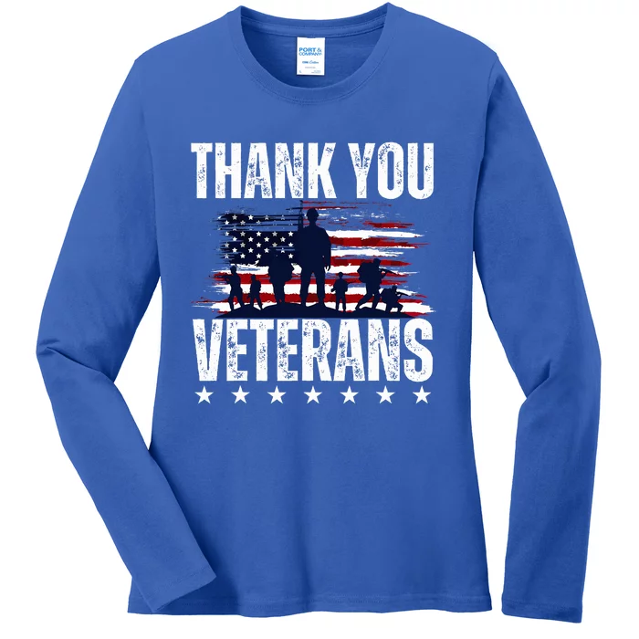 Thank You Veterans Day Memorial Day Partiotic Military Usa Ladies Long Sleeve Shirt