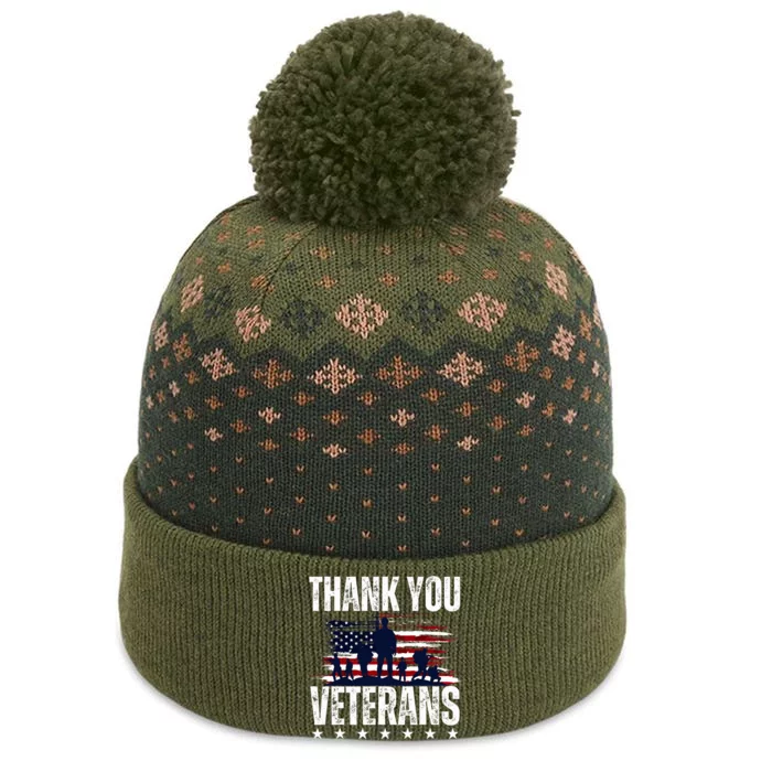 Thank You Veterans Day Memorial Day Partiotic Military Usa The Baniff Cuffed Pom Beanie