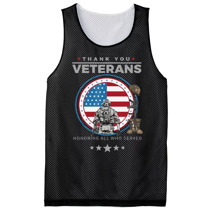 Thank You Veterans Honoring Those Who Served Pride Patriotic Mesh Reversible Basketball Jersey Tank