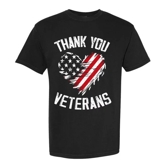 Thank You Veterans Patriotic American Flag Veterans Day 2024 Garment-Dyed Heavyweight T-Shirt