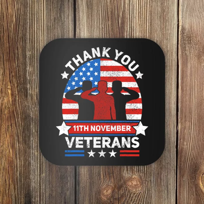 Thank You Veterans Day Patriotic American Flag Usa Veteran Coaster