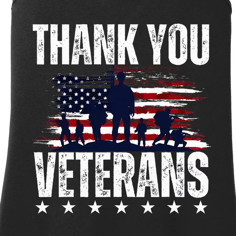 Thank You Veterans Day Memorial Day Partiotic Military Usa Ladies Essential Tank