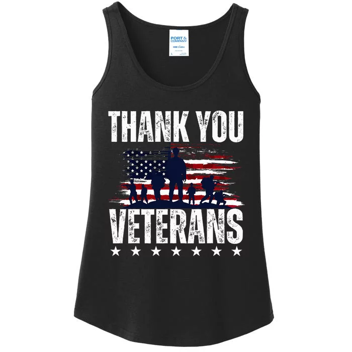 Thank You Veterans Day Memorial Day Partiotic Military Usa Ladies Essential Tank