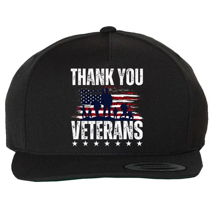 Thank You Veterans Day Memorial Day Partiotic Military Usa Wool Snapback Cap