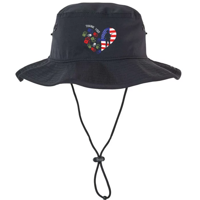 Thank You Veterans Day American Flag Heart Military Army Legacy Cool Fit Booney Bucket Hat