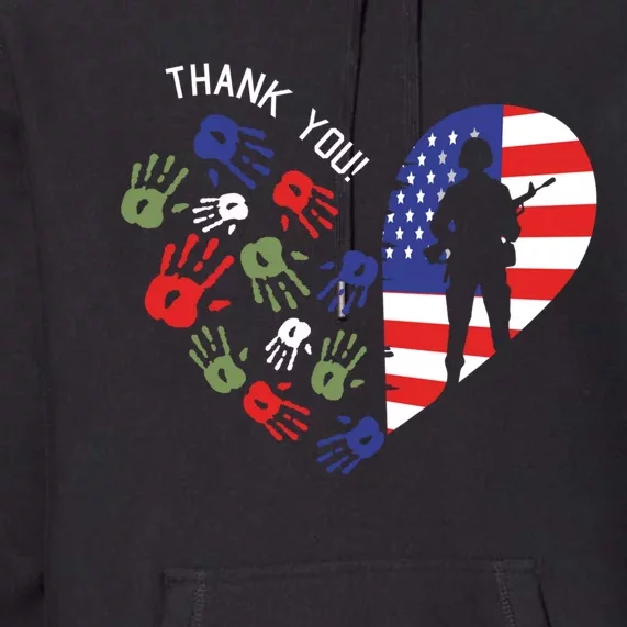 Thank You Veterans Day American Flag Heart Military Army Premium Hoodie