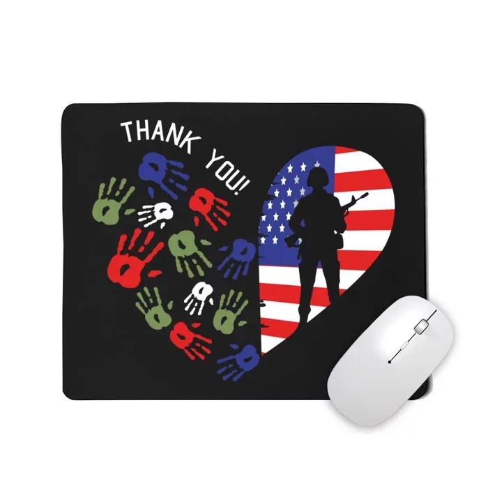 Thank You Veterans Day American Flag Heart Military Army Mousepad