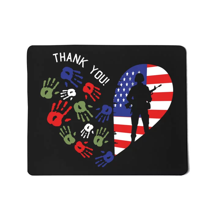 Thank You Veterans Day American Flag Heart Military Army Mousepad