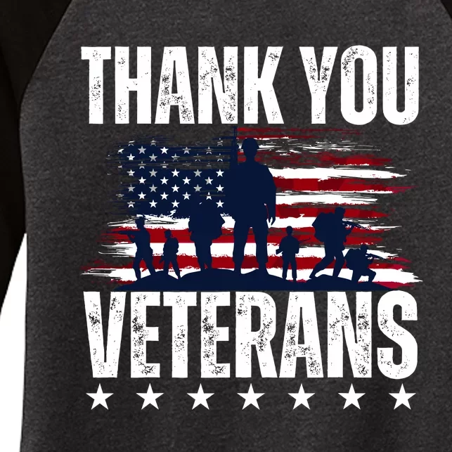 Thank You Veterans Day Memorial Day Partiotic Military Usa Women's Tri-Blend 3/4-Sleeve Raglan Shirt