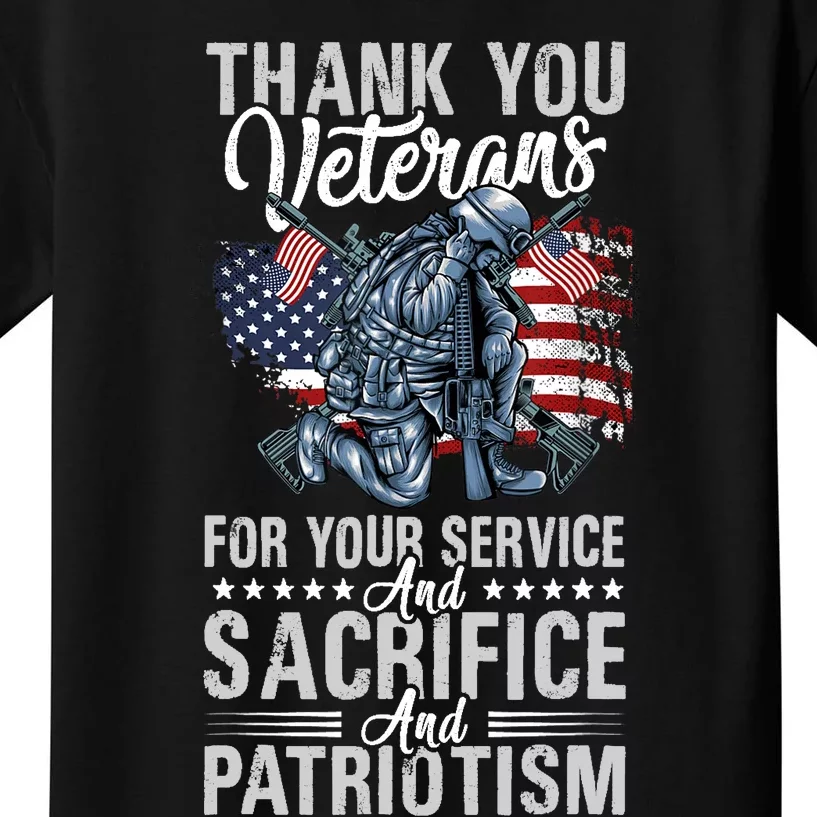 Thank You Veterans For Your Service And Sacrifice And Patrio Kids T-Shirt