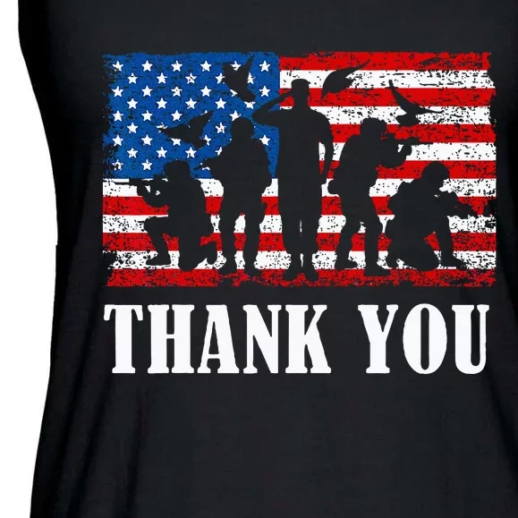 Thank You! Veterans Day & Memorial Day Partiotic Military Ladies Essential Flowy Tank