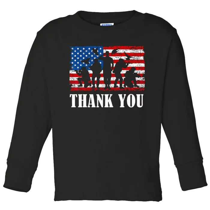 Thank You! Veterans Day & Memorial Day Partiotic Military Toddler Long Sleeve Shirt