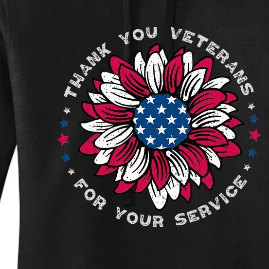 Thank You Veterans Sunflower Military Veterans Day Women's Pullover Hoodie