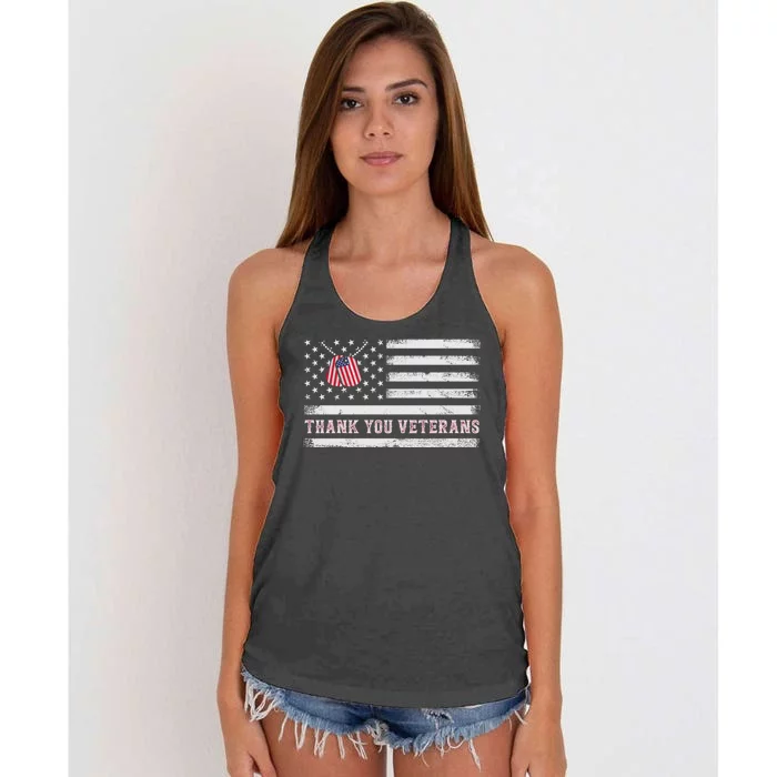 Thank You Veterans Thank You Soldiers Patriotic Usa Flag Women's Knotted Racerback Tank