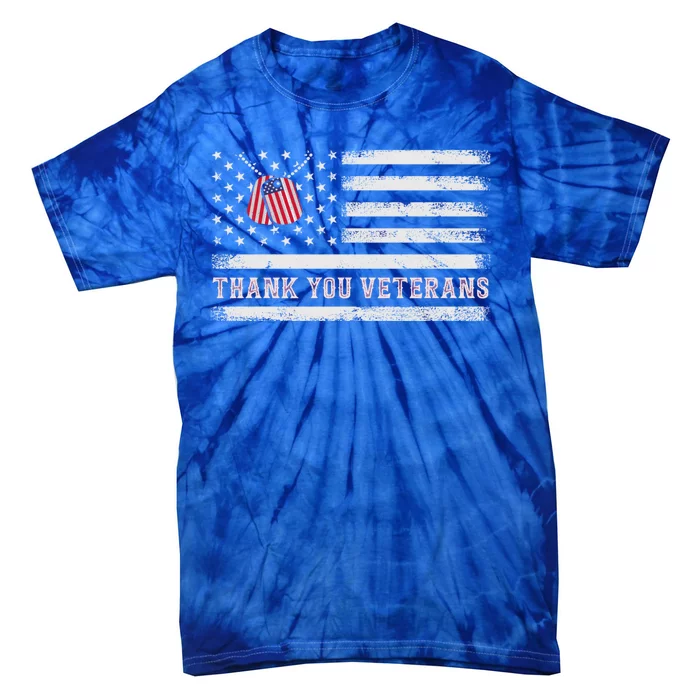 Thank You Veterans Thank You Soldiers Patriotic Usa Flag Tie-Dye T-Shirt