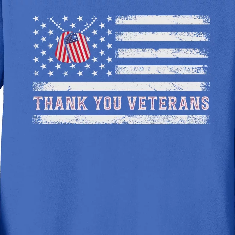 Thank You Veterans Thank You Soldiers Patriotic Usa Flag Kids Long Sleeve Shirt