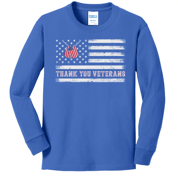 Thank You Veterans Thank You Soldiers Patriotic Usa Flag Kids Long Sleeve Shirt