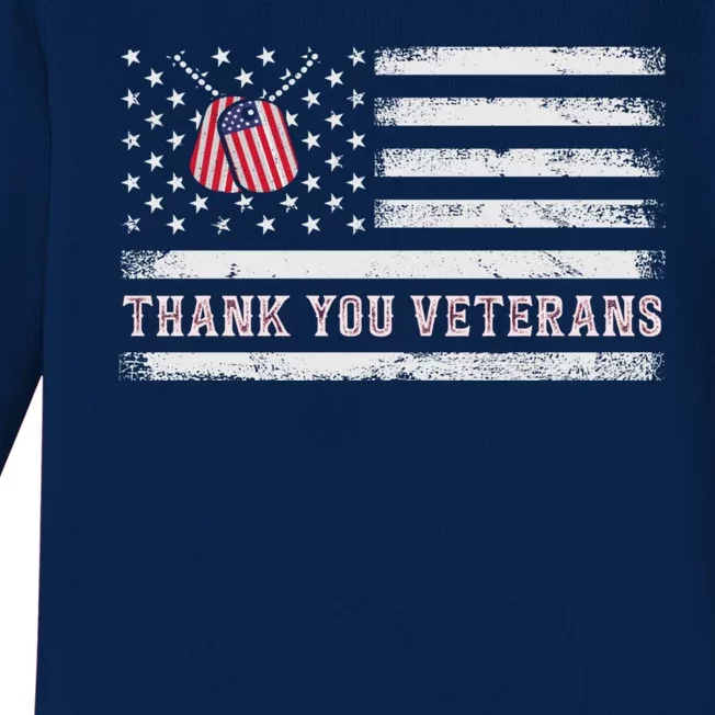 Thank You Veterans Thank You Soldiers Patriotic Usa Flag Baby Long Sleeve Bodysuit