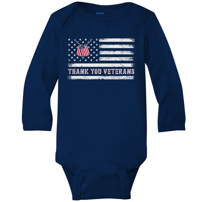 Thank You Veterans Thank You Soldiers Patriotic Usa Flag Baby Long Sleeve Bodysuit