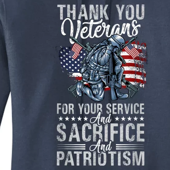 Thank You Veterans For Your Service And Sacrifice And Patrio Women's Pullover Hoodie