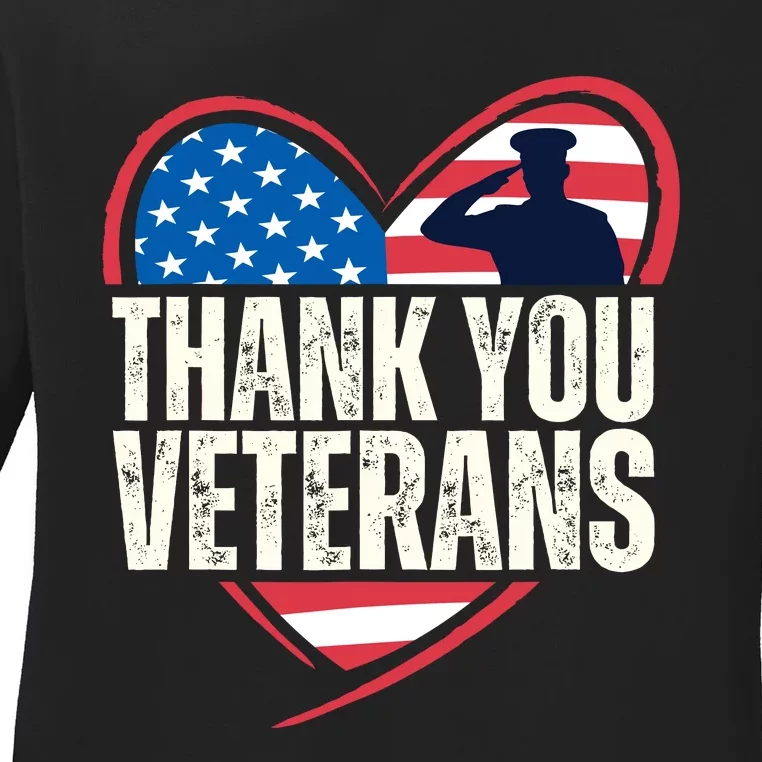 Thank You Veterans Day Memorial Day Partiotic Military Usa Ladies Long Sleeve Shirt