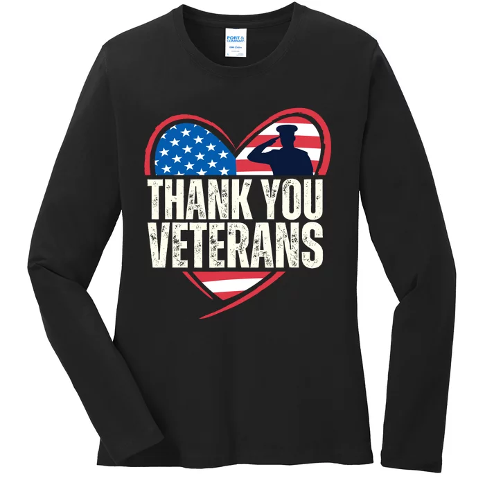 Thank You Veterans Day Memorial Day Partiotic Military Usa Ladies Long Sleeve Shirt