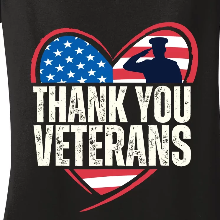 Thank You Veterans Day Memorial Day Partiotic Military Usa Women's V-Neck T-Shirt