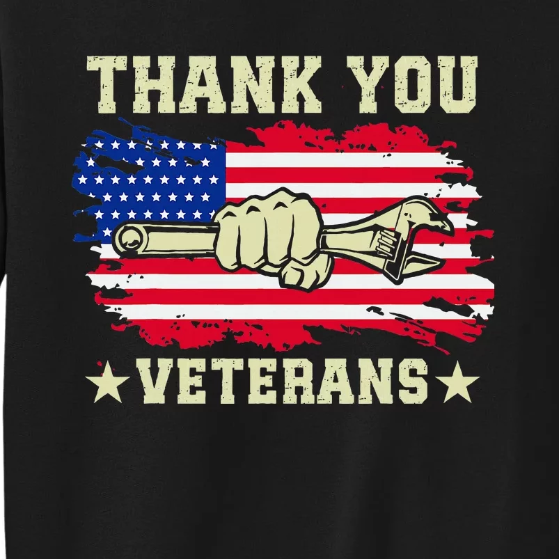 Thank You Veterans Day Patriotic Mechanic American Flag Sweatshirt