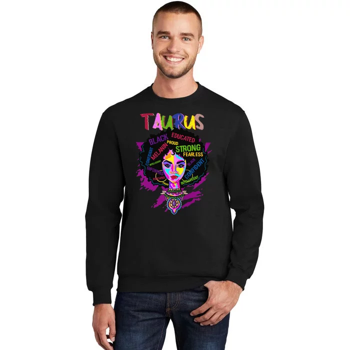 Taurus Zodiac Afro Black Wo April May Melanin Birthday Tall Sweatshirt