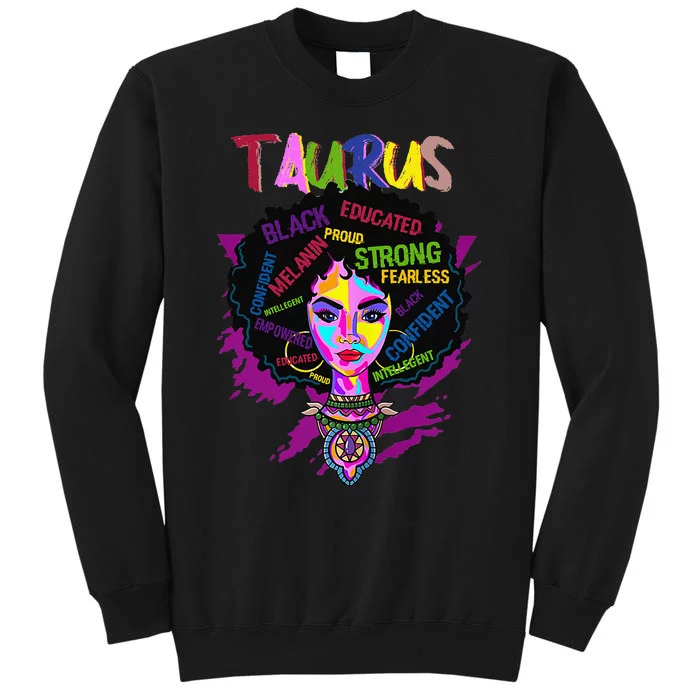 Taurus Zodiac Afro Black Wo April May Melanin Birthday Tall Sweatshirt