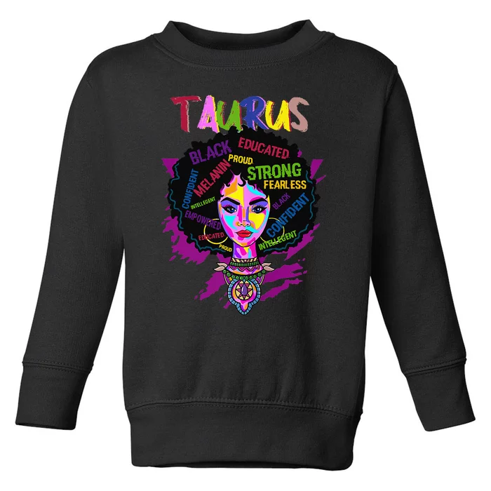 Taurus Zodiac Afro Black Wo April May Melanin Birthday Toddler Sweatshirt