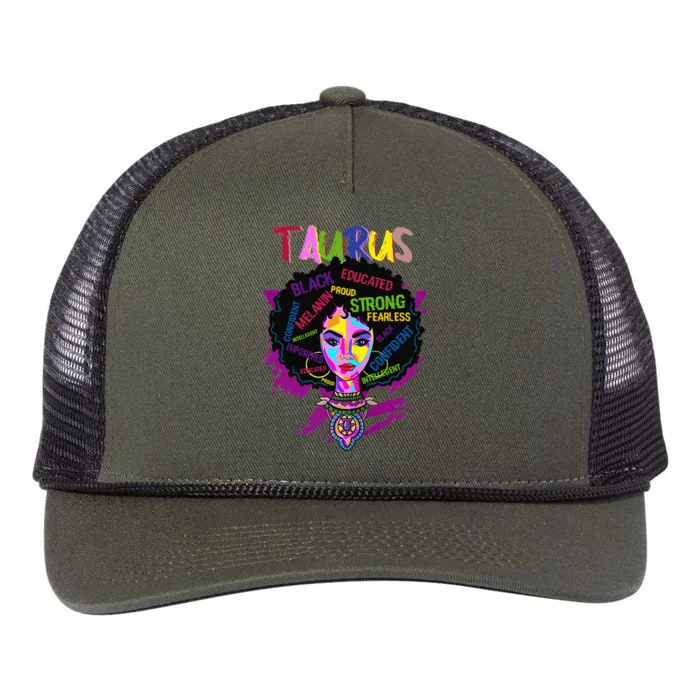 Taurus Zodiac Afro Black Wo April May Melanin Birthday Retro Rope Trucker Hat Cap