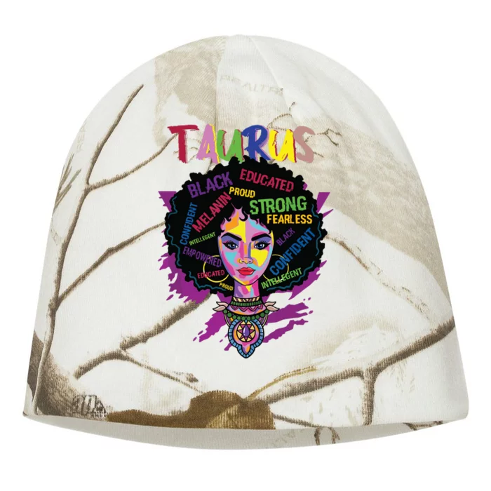 Taurus Zodiac Afro Black Women April May Melanin Birthday Kati - Camo Knit Beanie